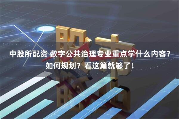 中股所配资 数字公共治理专业重点学什么内容？如何规划？看这篇就够了！